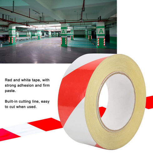 Red and White Stripe PVC Self Adhesive Caution Tape for Floor. (48mm*25m)